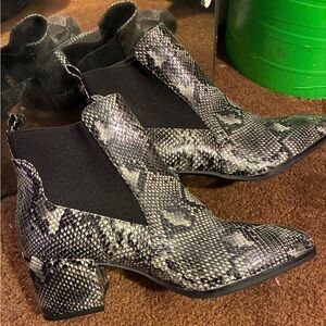 Anne Klein Snakeskin Ankle Boots